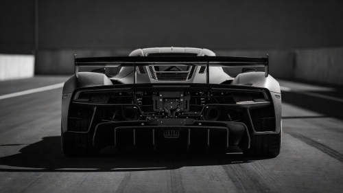 Black and white aerodynamic sport chassis rear view