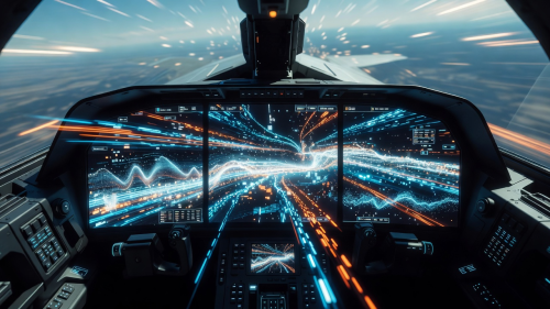 Cockpit telemetry display showing high speed data streams